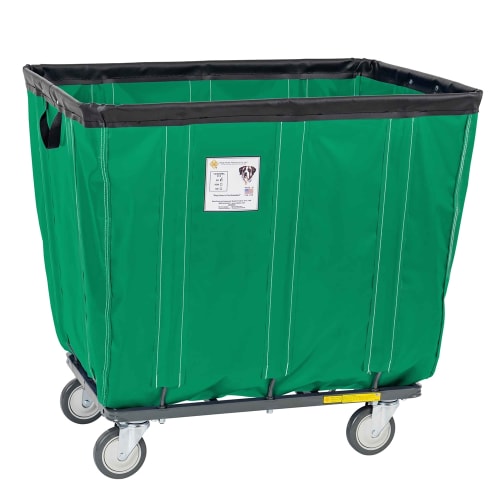 R&B Wire 10 Bushel Fully Sewn Vinyl Basket Truck, All Swivel Casters, Forest Green